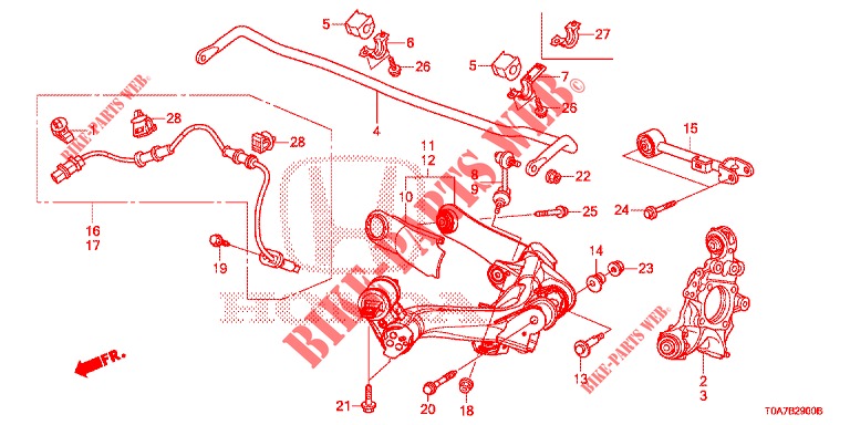 REAR LOWER ARM/RADIUS ROD  for Honda CR-V DIESEL 2.2 EXCLUSIVE 5 Doors 6 speed manual 2013