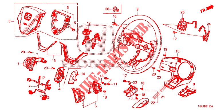 STEERING WHEEL ( 0C199999)  for Honda CR-V DIESEL 2.2 EXCLUSIVE 5 Doors 6 speed manual 2013