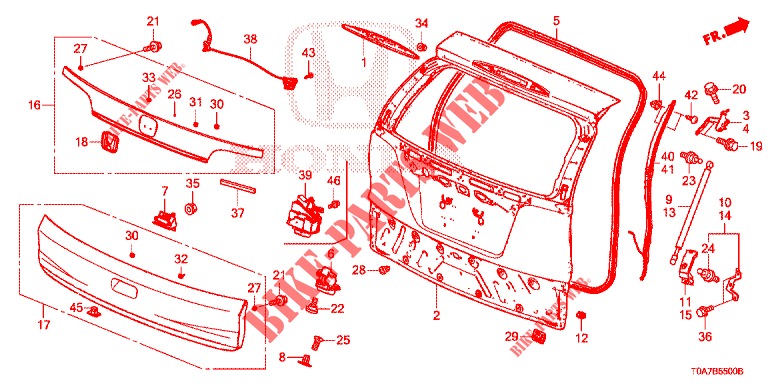 TAILGATE PANEL (2D)  for Honda CR-V DIESEL 2.2 EXCLUSIVE 5 Doors 6 speed manual 2013