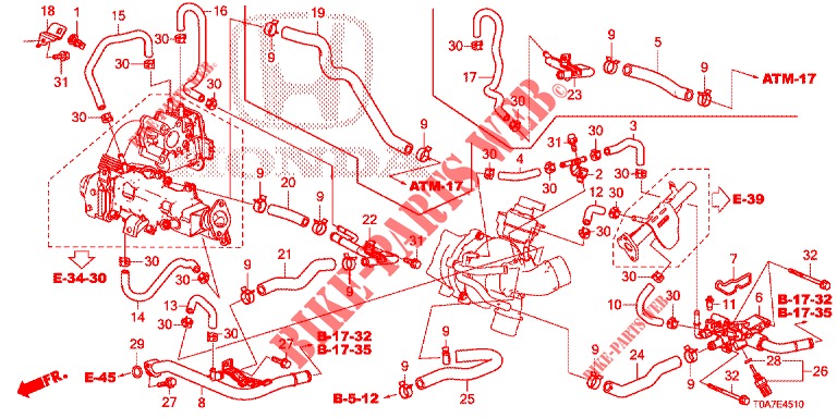 WATER HOSE/HEATER DUCT (DIESEL) (2.2L) for Honda CR-V DIESEL 2.2 EXCLUSIVE 5 Doors 6 speed manual 2013