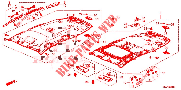 ROOF LINING (1) for Honda CR-V DIESEL 2.2 DIESEL ELEGANCE L 5 Doors 6 speed manual 2013