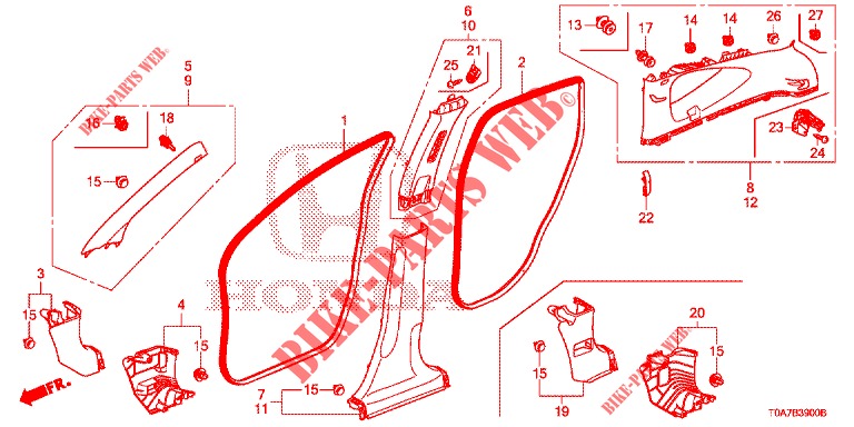 PILLAR GARNISH  for Honda CR-V DIESEL 2.2 EXECUTIVE NAVI 5 Doors 6 speed manual 2013