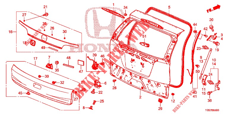 TAILGATE PANEL (2D)  for Honda CR-V DIESEL 1.6 COMFORT 5 Doors 9 speed automatic 2016