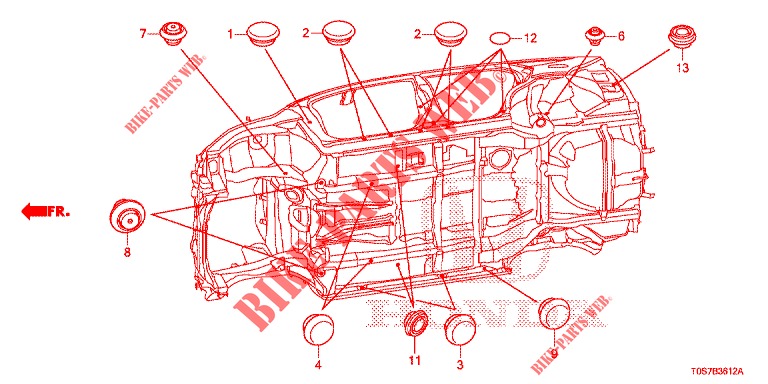 GROMMET (INFERIEUR) for Honda CR-V DIESEL 1.6 EXECUTIVE NAVI 4WD 5 Doors 6 speed manual 2016