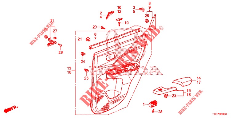 REAR DOOR LINING (4D)  for Honda CR-V DIESEL 1.6 EXECUTIVE NAVI 4WD 5 Doors 6 speed manual 2016
