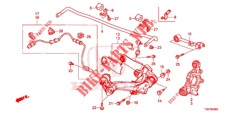 REAR LOWER ARM/RADIUS ROD  for Honda CR-V DIESEL 1.6 EXECUTIVE NAVI 4WD 5 Doors 6 speed manual 2016