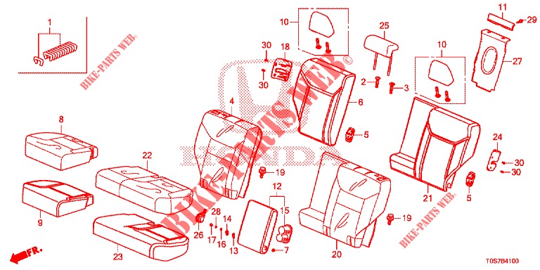 REAR SEAT/SEATBELT (2D)  for Honda CR-V DIESEL 1.6 EXECUTIVE NAVI 4WD 5 Doors 6 speed manual 2016