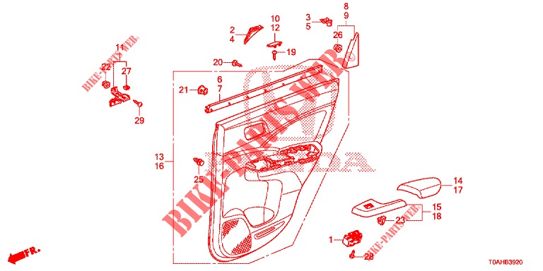 REAR DOOR LINING (4D)  for Honda CR-V DIESEL 1.6 EXECUTIVE NAVI 5 Doors 6 speed manual 2017