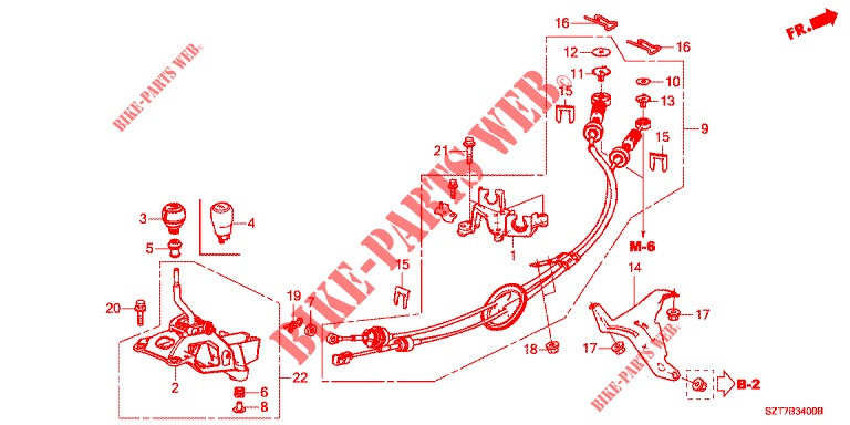 SELECT LEVER (HMT)  for Honda CR-Z 1.5 GT 3 Doors 6 speed manual 2012