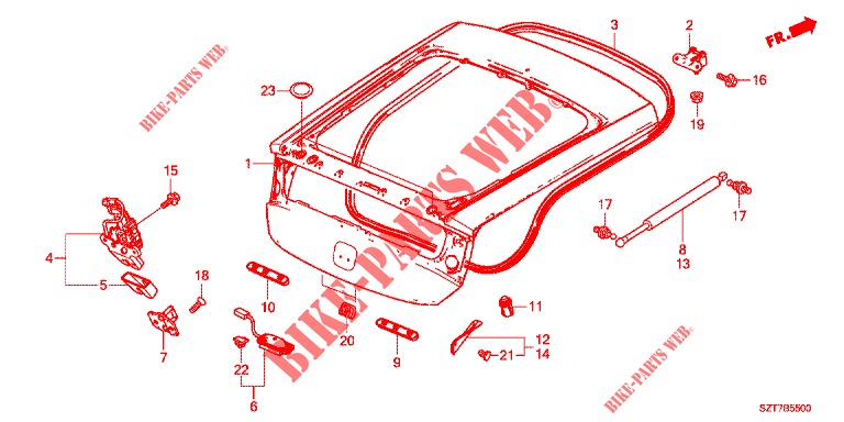 TAILGATE PANEL (2D)  for Honda CR-Z 1.5 GT 3 Doors 6 speed manual 2012