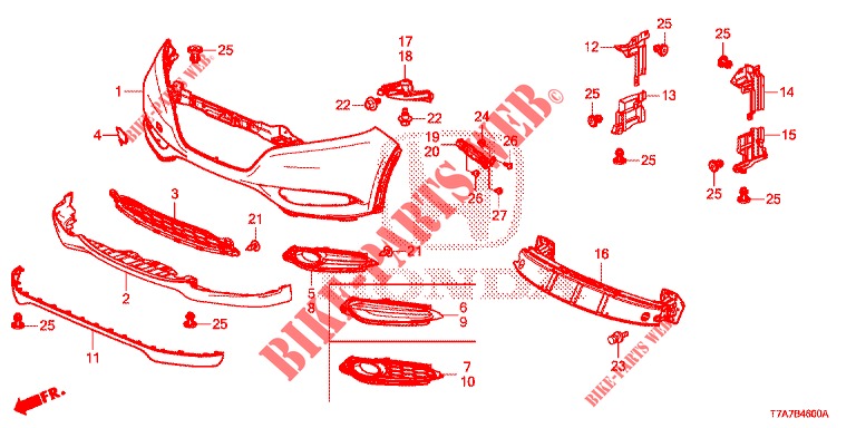 FRONT BUMPER (1) for Honda HR-V 1.5 ELEGANCE 5 Doors 6 speed manual 2016