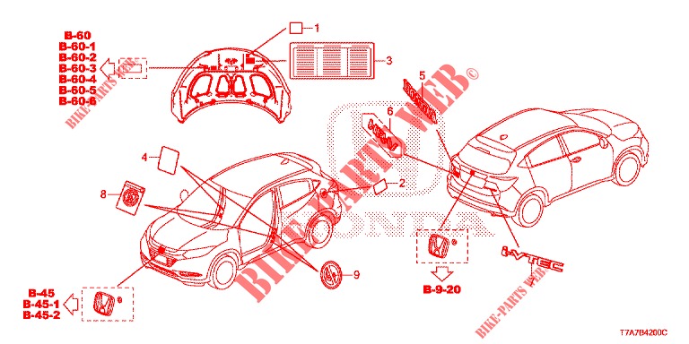 EMBLEMS/CAUTION LABELS  for Honda HR-V DIESEL 1.6 EXECUTIVE 5 Doors 6 speed manual 2018
