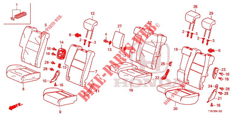 REAR SEAT/SEATBELT (2D)  for Honda HR-V DIESEL 1.6 EXECUTIVE 5 Doors 6 speed manual 2018