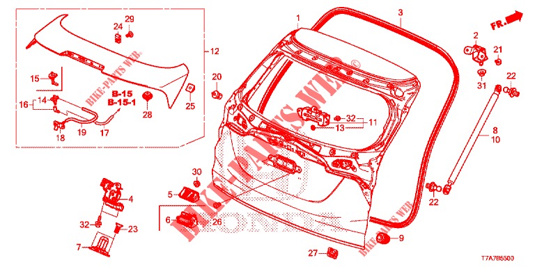 TAILGATE PANEL (2D)  for Honda HR-V DIESEL 1.6 EXECUTIVE 5 Doors 6 speed manual 2018