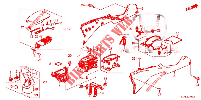 CENTER CONSOLE (INFERIEUR) for Honda HR-V 1.5 SPORT 5 Doors 6 speed manual 2019