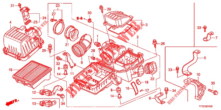 AIR CLEANER (1) for Honda JAZZ 1.4 LUXURY 5 Doors 5 speed manual 2012
