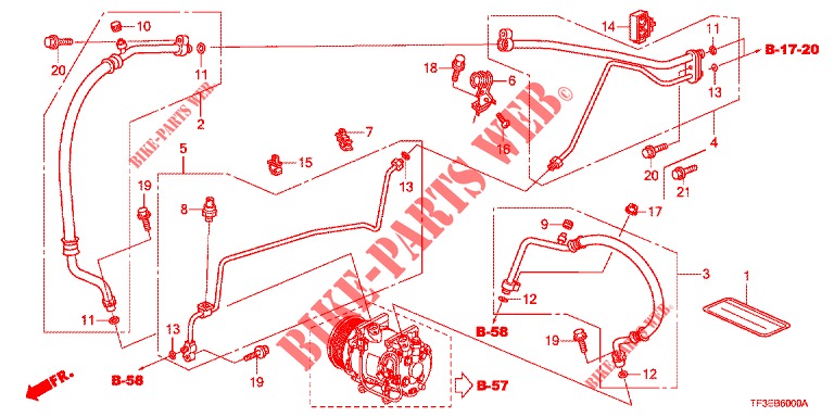 AIR CONDITIONER (FLEXIBLES/TUYAUX) (LH) for Honda JAZZ 1.4 LUXURY 5 Doors 5 speed manual 2012