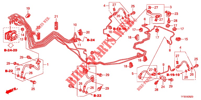 BRAKE PIPE/HOSE (LH) (VSA) for Honda JAZZ 1.4 LUXURY 5 Doors 5 speed manual 2012