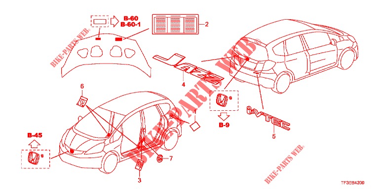 EMBLEM/CAUTION LABEL  for Honda JAZZ 1.4 LUXURY 5 Doors 5 speed manual 2012