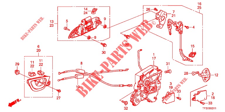 FRONT DOOR LOCK/OUTER HAN DLE (2) for Honda JAZZ 1.4 LUXURY 5 Doors 5 speed manual 2012