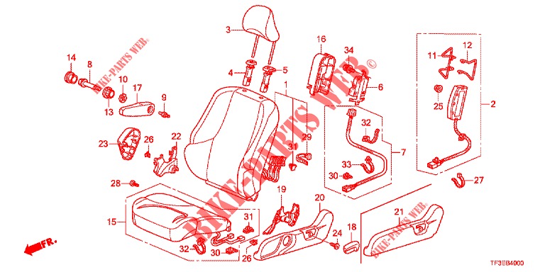 FRONT SEAT/SEATBELTS (G.) for Honda JAZZ 1.4 LUXURY 5 Doors 5 speed manual 2012