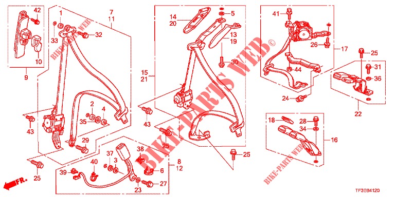 FRONT SEAT/SEATBELTS  for Honda JAZZ 1.4 LUXURY 5 Doors 5 speed manual 2012
