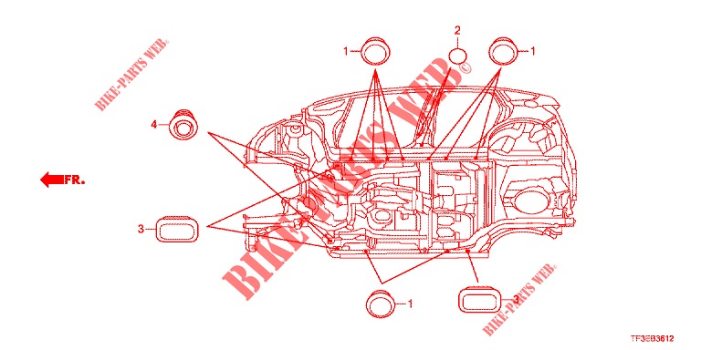 GROMMET (INFERIEUR) for Honda JAZZ 1.4 LUXURY 5 Doors 5 speed manual 2012