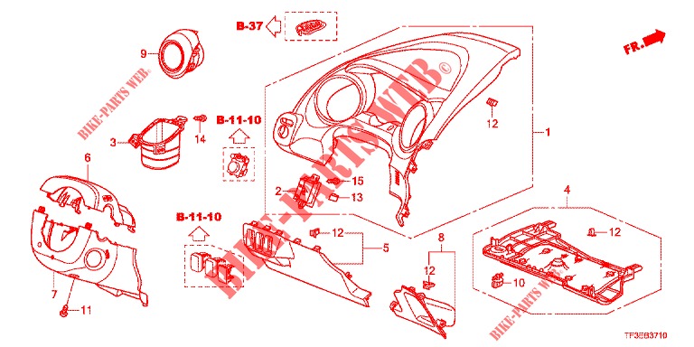 INSTRUMENT GARNISH (COTE DE CONDUCTEUR) (LH) for Honda JAZZ 1.4 LUXURY 5 Doors 5 speed manual 2012