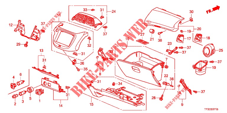 INSTRUMENT GARNISH (COTE DE PASSAGER) (LH) for Honda JAZZ 1.4 LUXURY 5 Doors 5 speed manual 2012