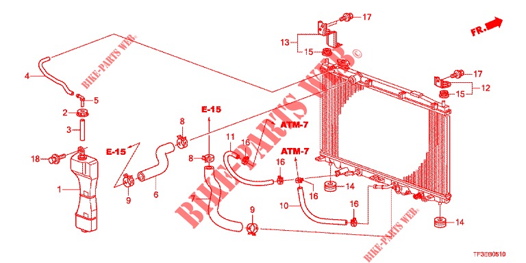 RADIATOR HOSE/RESERVE TAN K  for Honda JAZZ 1.4 LUXURY 5 Doors 5 speed manual 2012