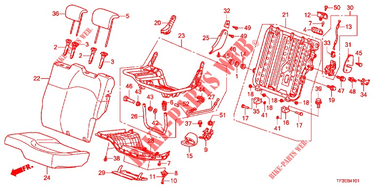 REAR SEAT/SEATBELT (G.) for Honda JAZZ 1.4 LUXURY 5 Doors 5 speed manual 2012