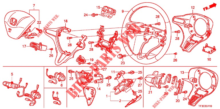 STEERING WHEEL ( 0C199999)  for Honda JAZZ 1.4 LUXURY 5 Doors 5 speed manual 2012