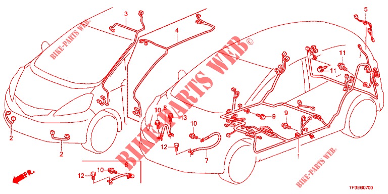 WIRE HARNESS (1) (LH) for Honda JAZZ 1.4 LUXURY 5 Doors 5 speed manual 2012