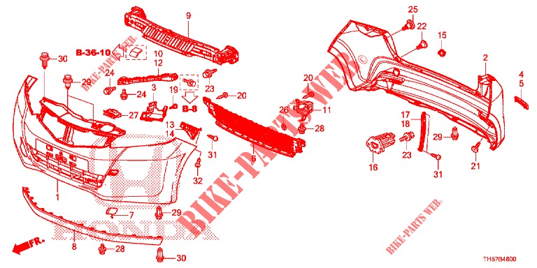 BUMPERS (1) for Honda JAZZ 1.4 LS 5 Doors 5 speed manual 2012