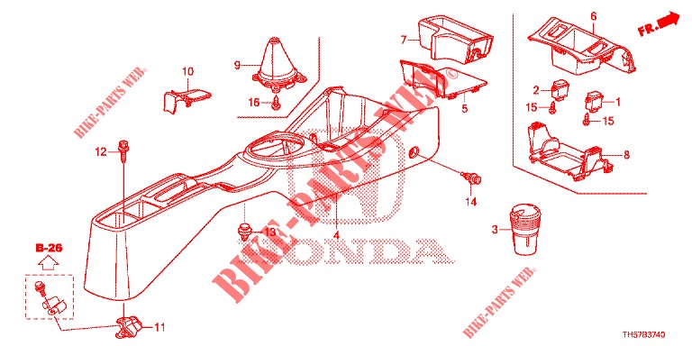 CENTER CONSOLE  for Honda JAZZ 1.4 LS 5 Doors 5 speed manual 2012