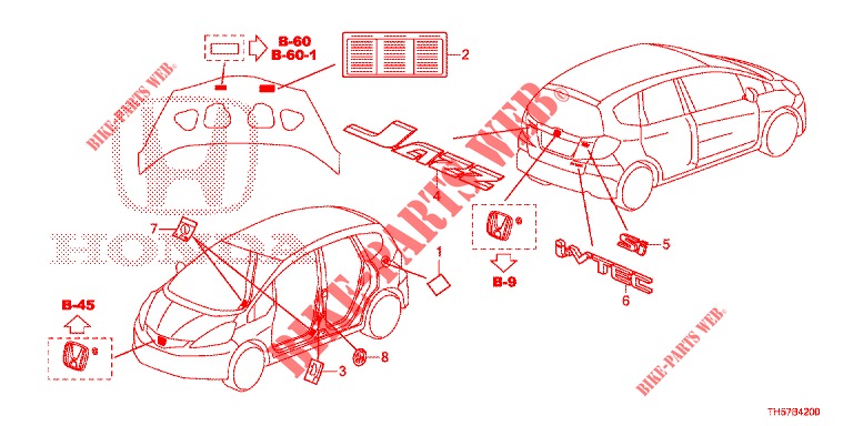 EMBLEM/CAUTION LABEL  for Honda JAZZ 1.4 LS 5 Doors 5 speed manual 2012