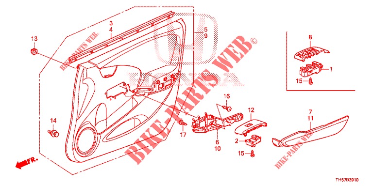 FRONT DOOR LINING (LH) for Honda JAZZ 1.4 LS 5 Doors 5 speed manual 2012