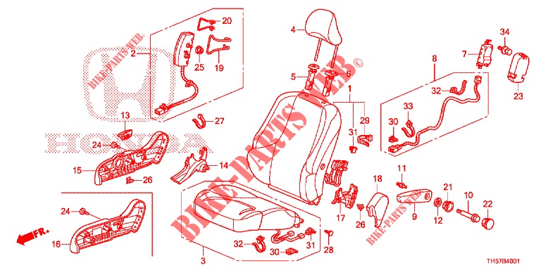 FRONT SEAT/SEATBELTS (D.) (1) for Honda JAZZ 1.4 LS 5 Doors 5 speed manual 2012