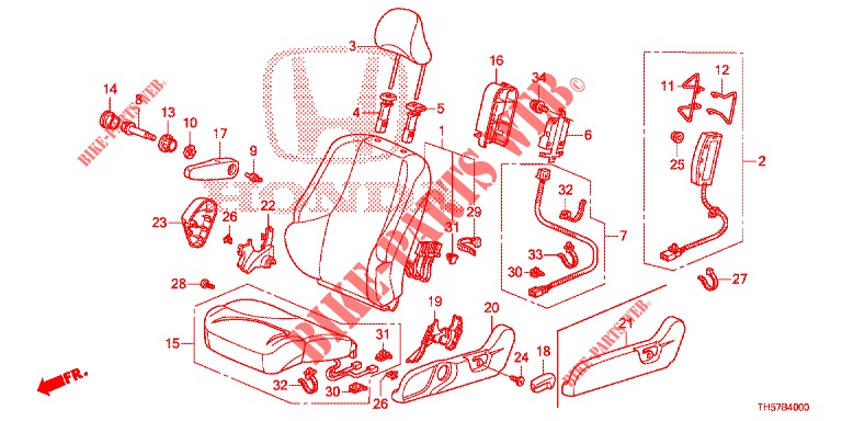 FRONT SEAT/SEATBELTS (G.) (1) for Honda JAZZ 1.4 LS 5 Doors 5 speed manual 2012