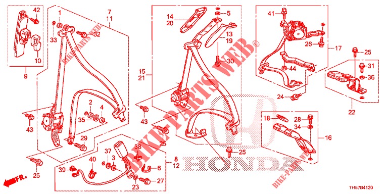 FRONT SEAT/SEATBELTS  for Honda JAZZ 1.4 LS 5 Doors 5 speed manual 2012