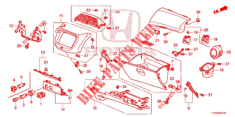 INSTRUMENT GARNISH (COTE DE PASSAGER) (LH) for Honda JAZZ 1.4 LS 5 Doors 5 speed manual 2012
