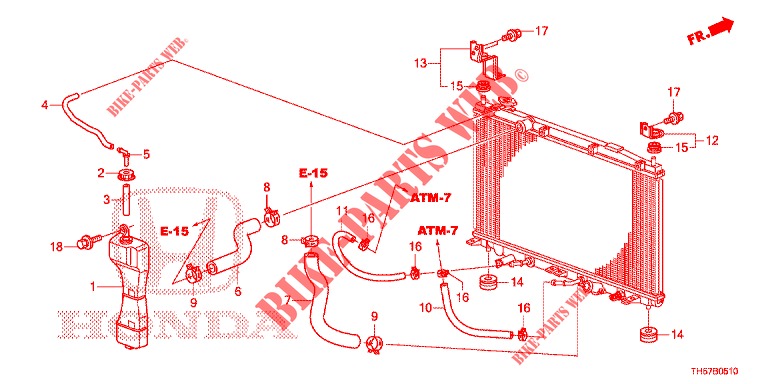 RADIATOR HOSE/RESERVE TAN K  for Honda JAZZ 1.4 LS 5 Doors 5 speed manual 2012