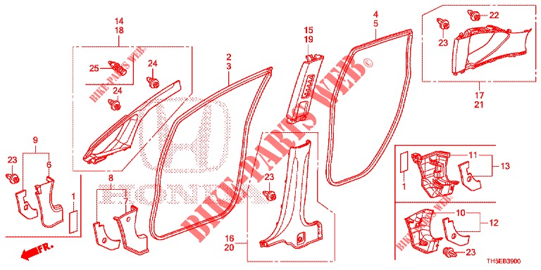 PILLAR GARNISH  for Honda JAZZ 1.2 S 5 Doors 5 speed manual 2014