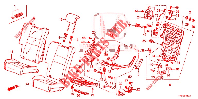 REAR SEAT/SEATBELT (D.) (2) for Honda JAZZ 1.4 ESLT 5 Doors full automatic 2014