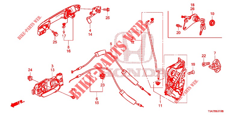 FRONT DOOR LOCK/OUTER HAN DLE  for Honda JAZZ 1.4 EXECUTIVE 5 Doors 6 speed manual 2017