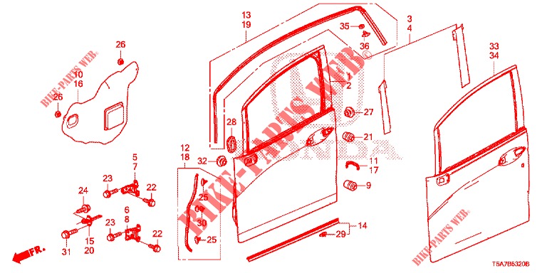 FRONT DOOR PANEL  for Honda JAZZ 1.4 EXECUTIVE 5 Doors 6 speed manual 2017