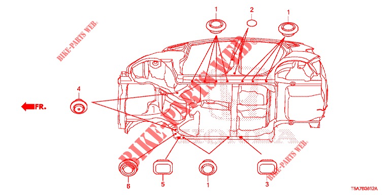 GROMMET (INFERIEUR) for Honda JAZZ 1.4 EXECUTIVE 5 Doors 6 speed manual 2017