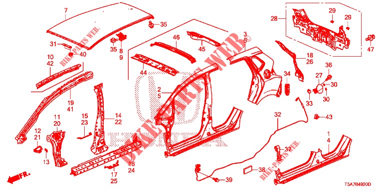 OUTER PANELS/REAR PANEL  for Honda JAZZ 1.4 EXECUTIVE 5 Doors 6 speed manual 2017