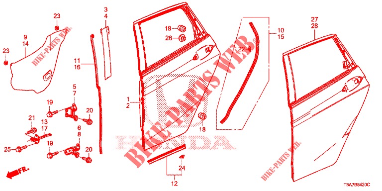 REAR DOOR PANEL (4D)  for Honda JAZZ 1.4 EXECUTIVE 5 Doors 6 speed manual 2017