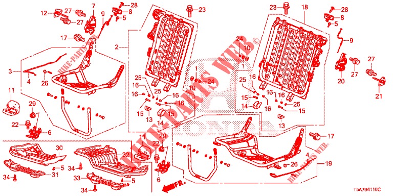 REAR SEAT COMPONENTS  for Honda JAZZ 1.4 EXECUTIVE 5 Doors 6 speed manual 2017